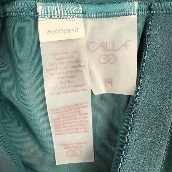 CALIA Womens Triangle Strappy Back One Piece Swimsuit Botanical Print Sz 14 NWT - Picture 8 of 10